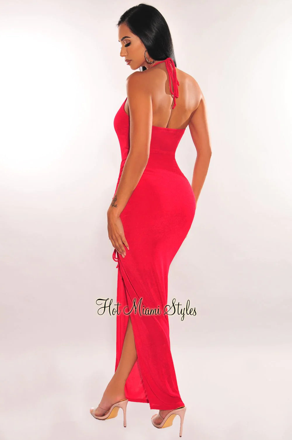 NWT Hot Miami Styles Shimmery Halter Dress (L)