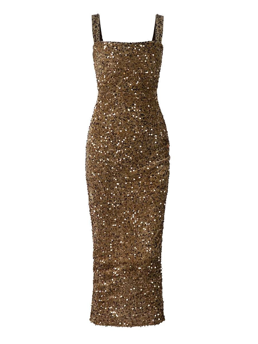 Miss Ord Square Neck Sequin Cocktail Dress (S)