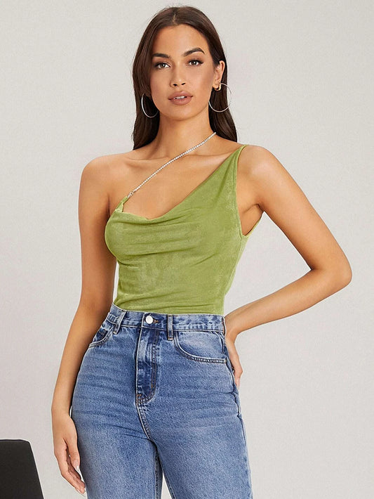 Shein One Shoulder Rhinestone Top (M)
