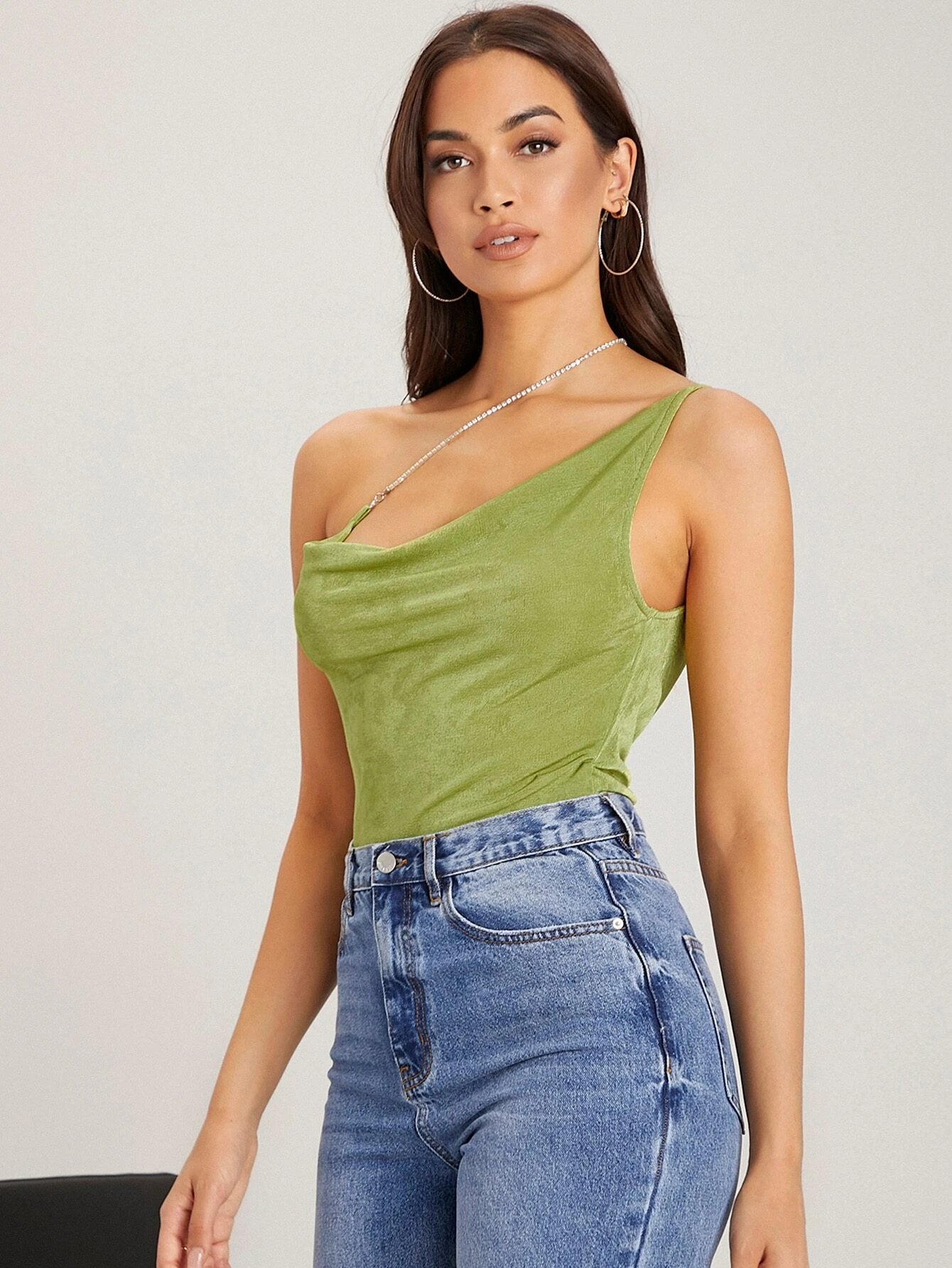 Shein One Shoulder Rhinestone Top (M)