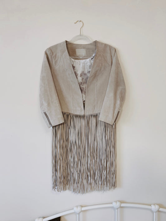 Soia and Kyo Romie Fringe Suede Jacket (S)