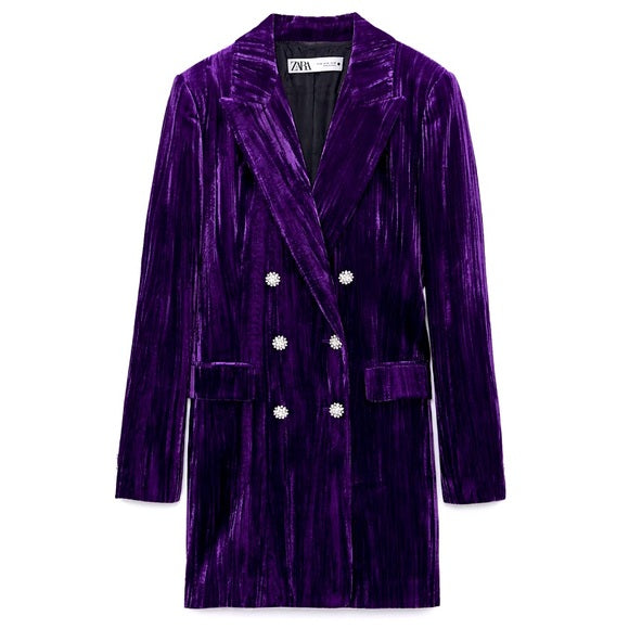 purple blazer dress zara SOLD - ZARA Short Dress with Square Neckline
