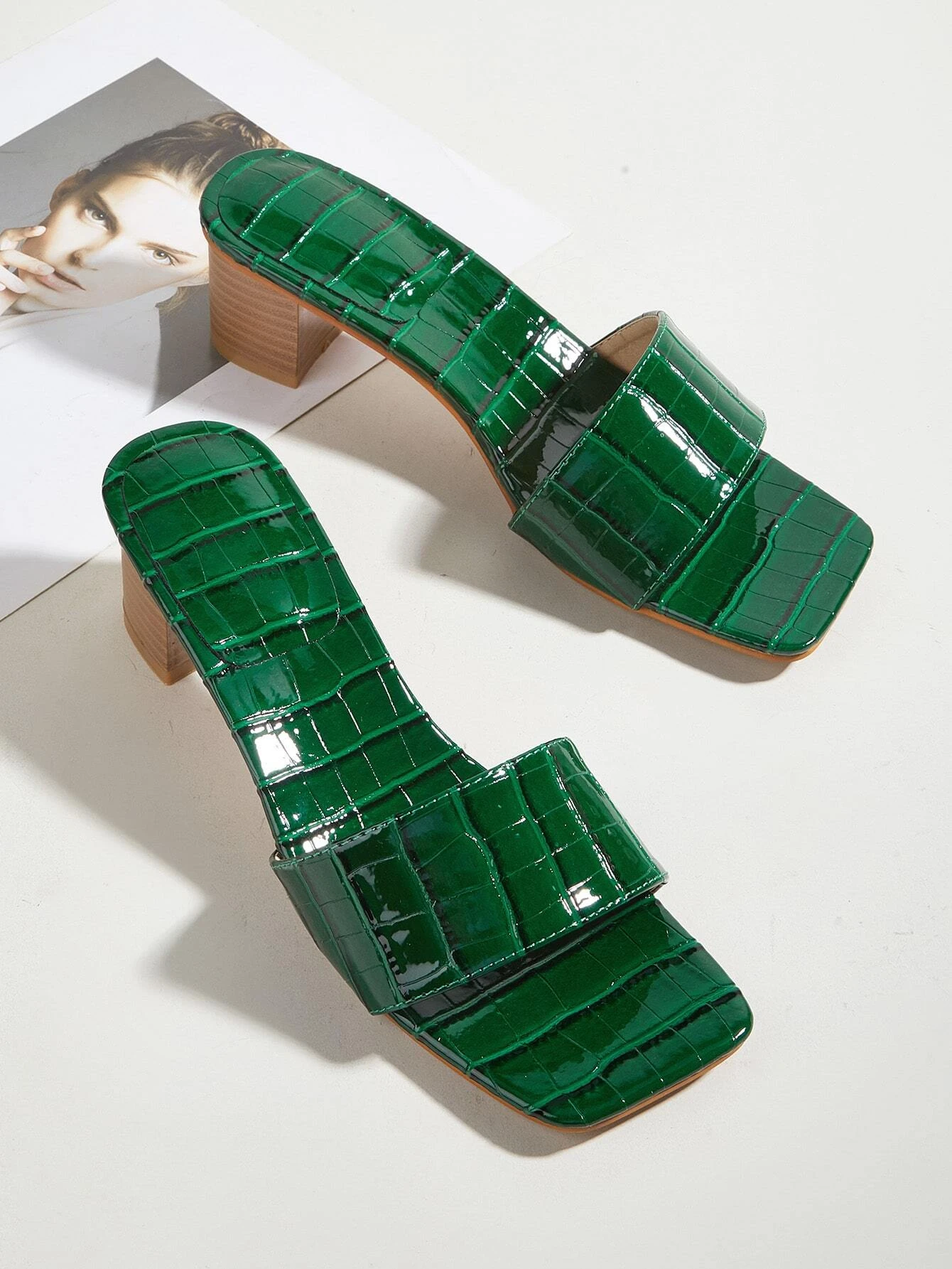 Shein Croc Embossed Heeled Sandal (38)