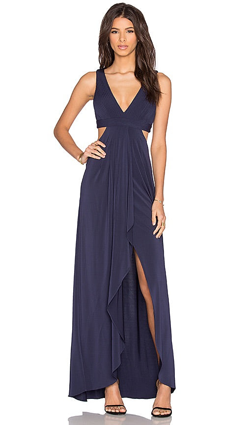 BCBGMaxazria Elinne Cutout Pleated Gown