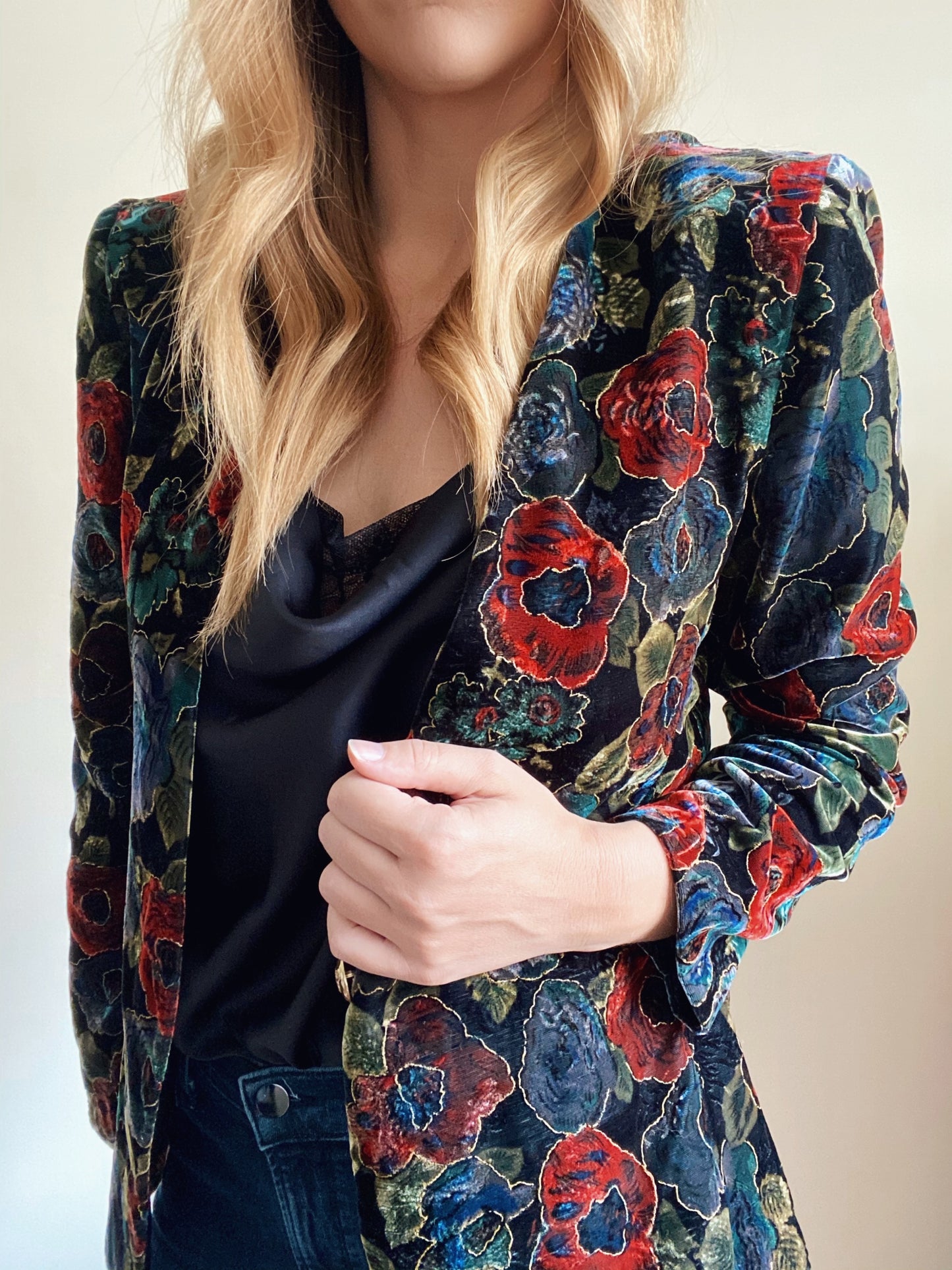 Vintage Velvet Floral Blazer