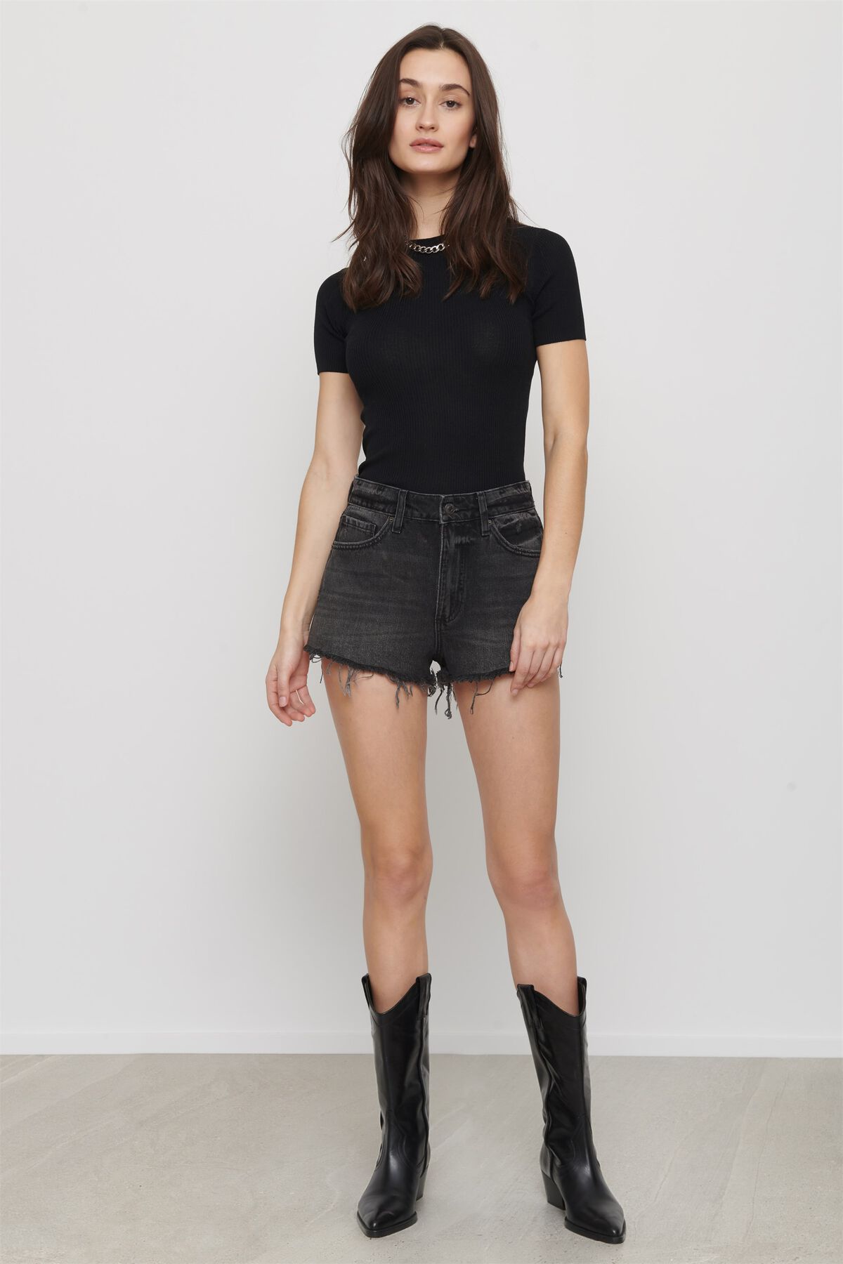 Dynamite Black Denim Shorts