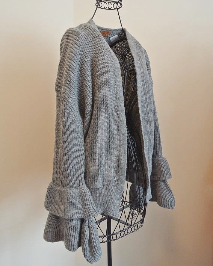 POL Ruffle Sleeve Open Sweater