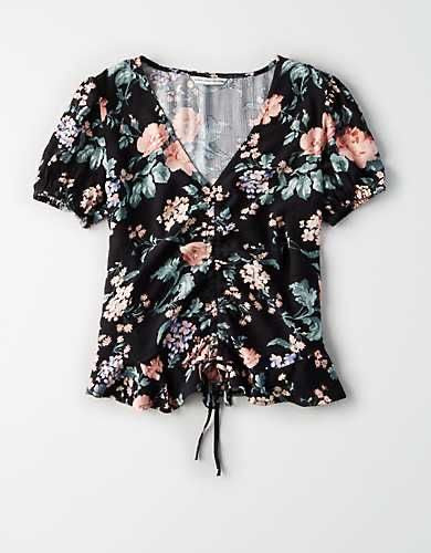 NWT American Eagle Cinched Floral Top