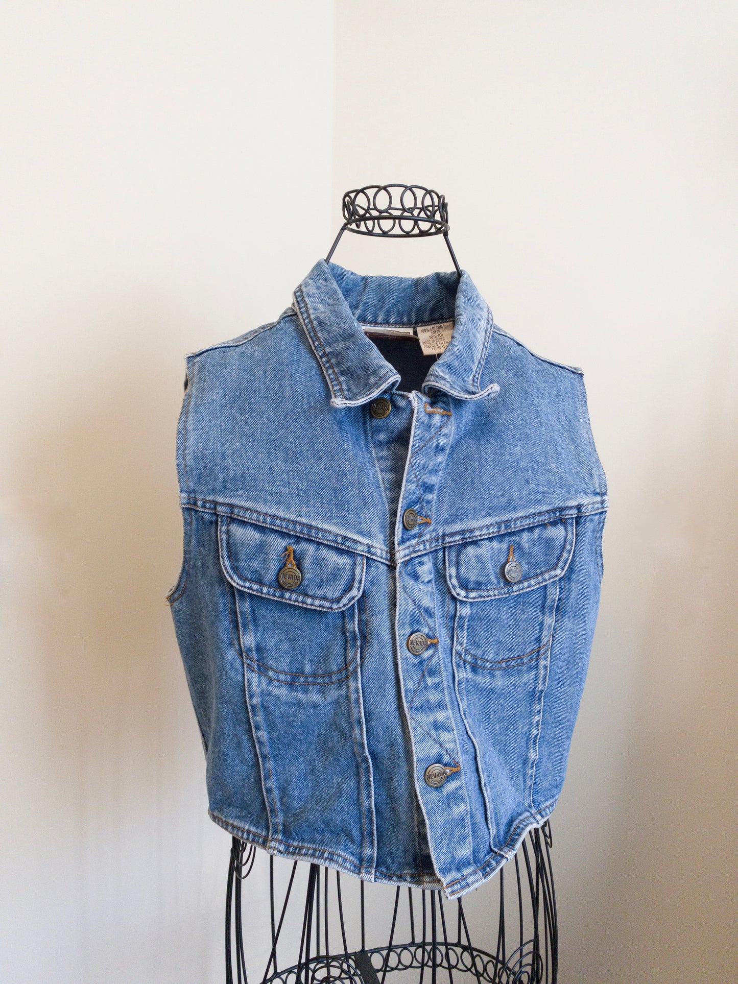Vintage Nevada Jeans Crop Denim Vest (S)
