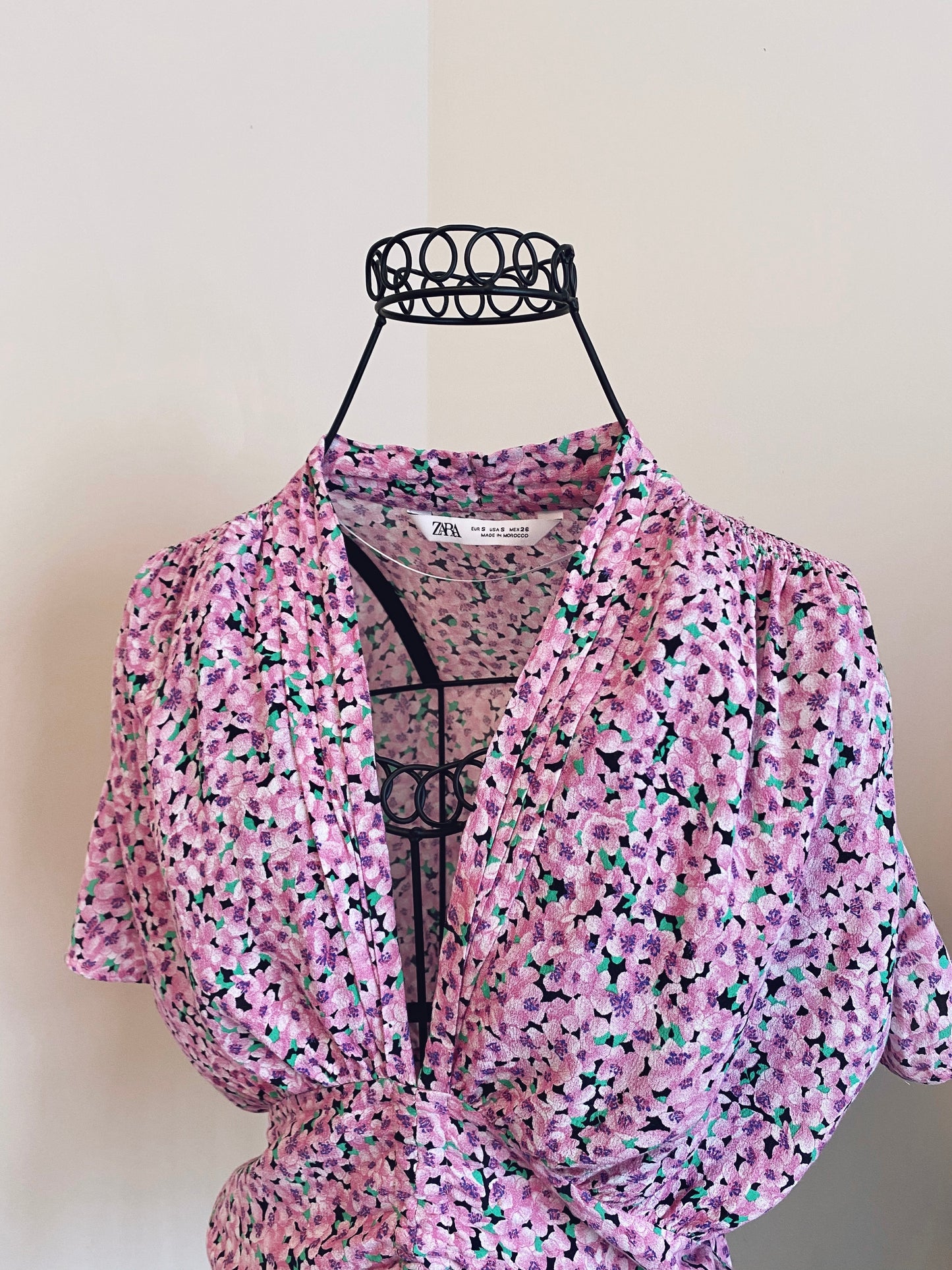 Zara Floral Cinchable Crop Top (S)