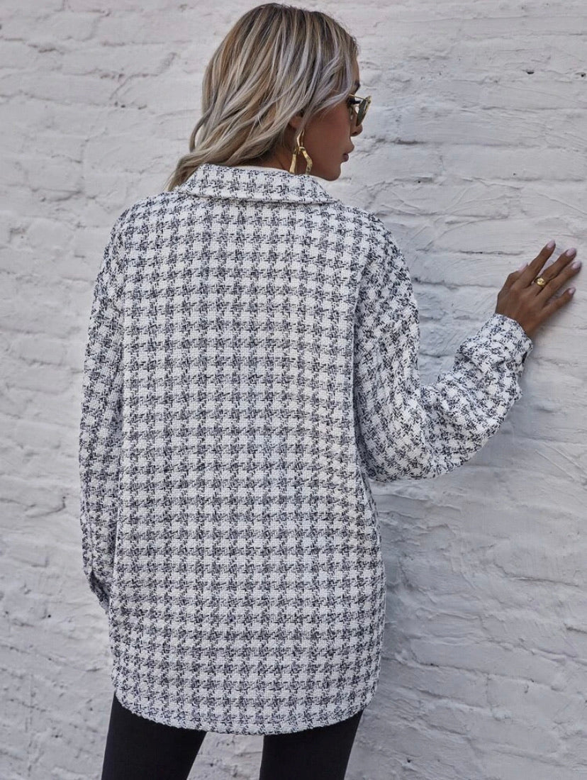 Shein Oversized Tweed Button-Up (S)