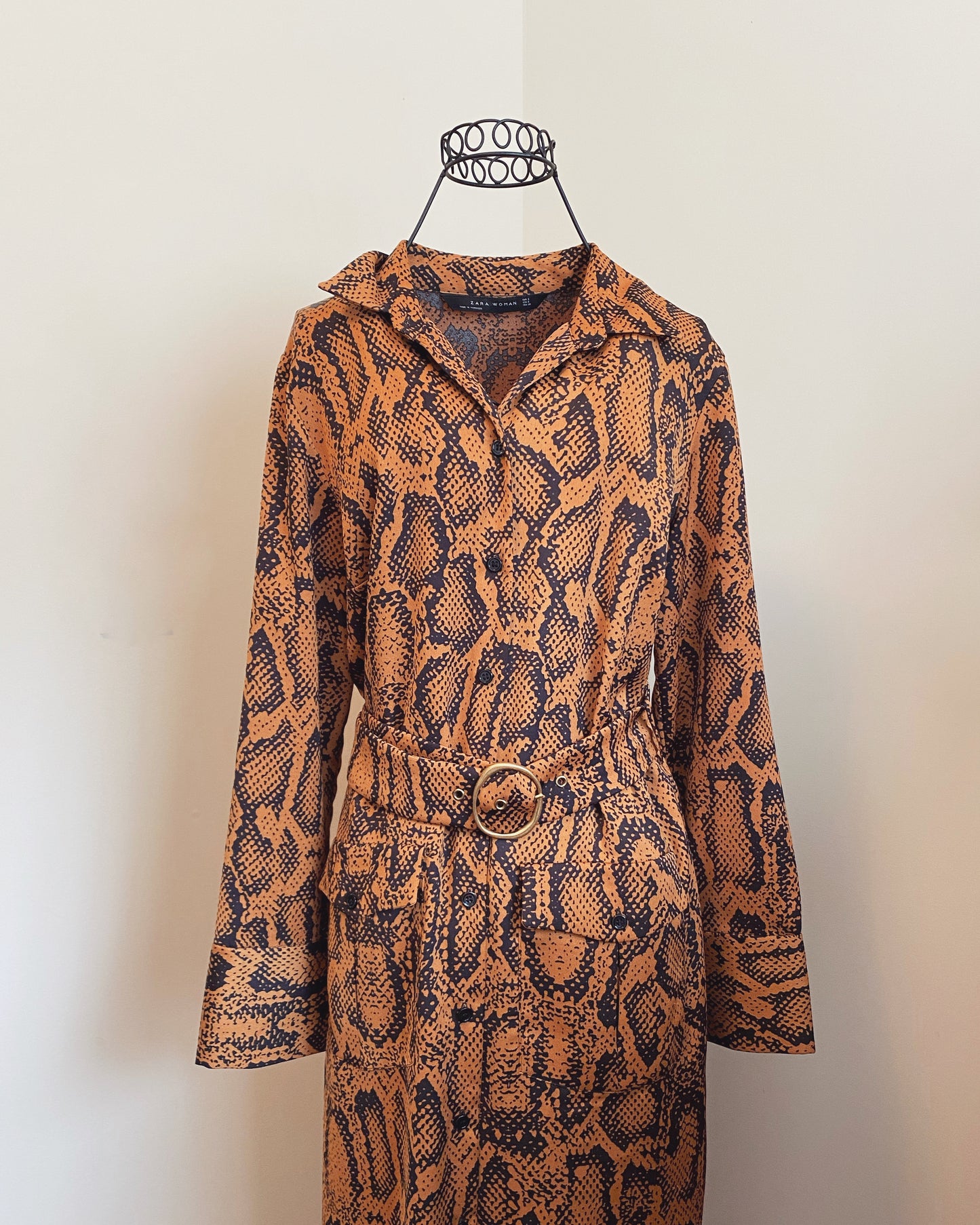 Zara Snake Print Belted Dress