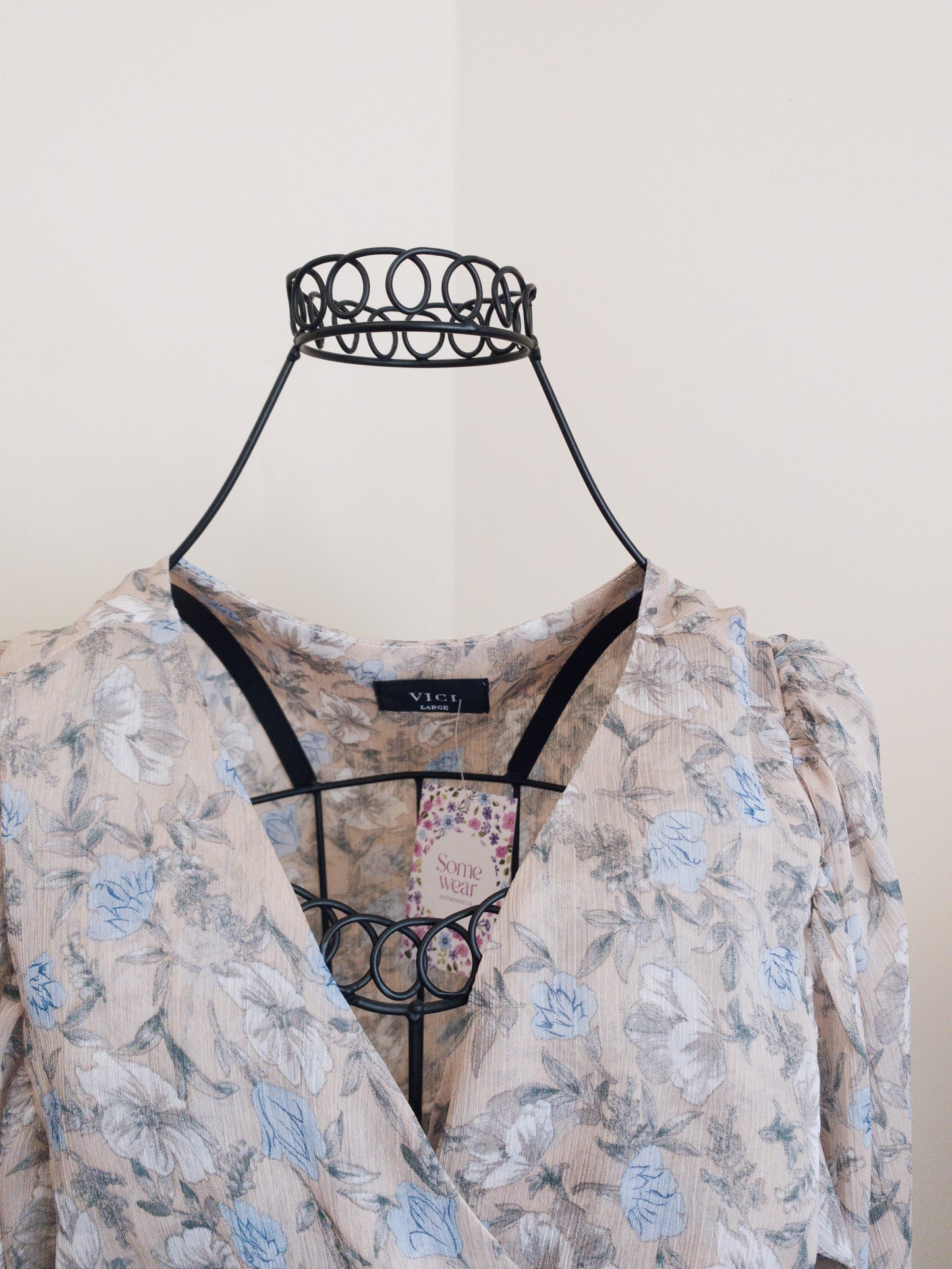 Vici Floral Wrap Blouse (L)