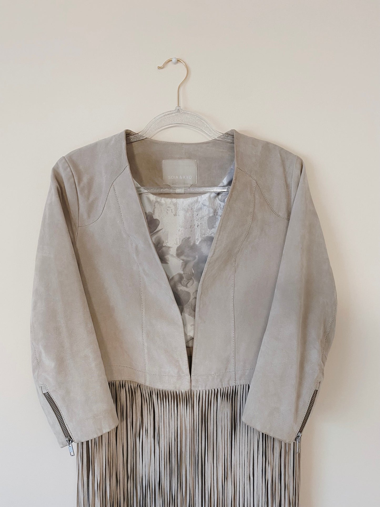 Soia and Kyo Romie Fringe Suede Jacket (S)