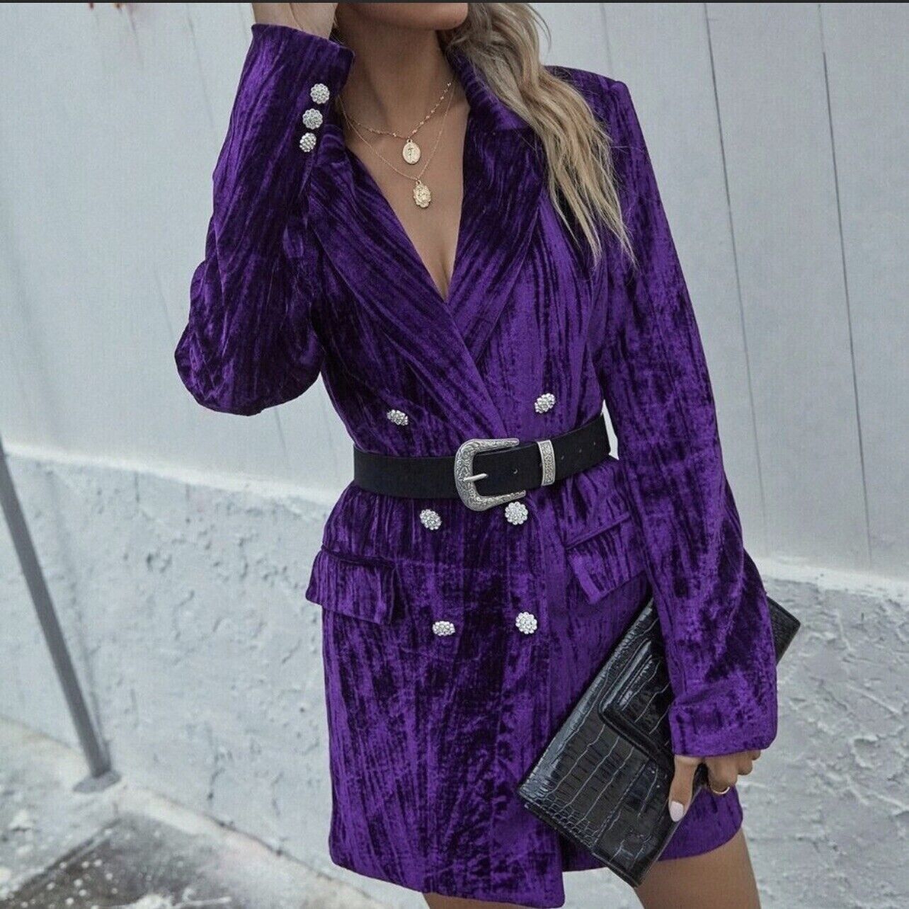 Zara Crushed Velvet Blazer Dress (S)