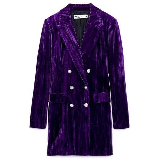 Zara Crushed Velvet Blazer Dress (S)