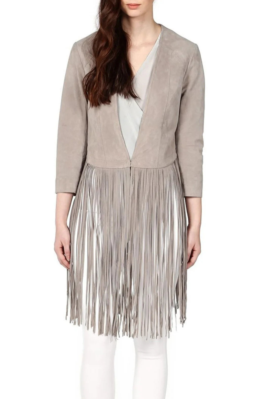 Soia and Kyo Romie Fringe Suede Jacket (S)