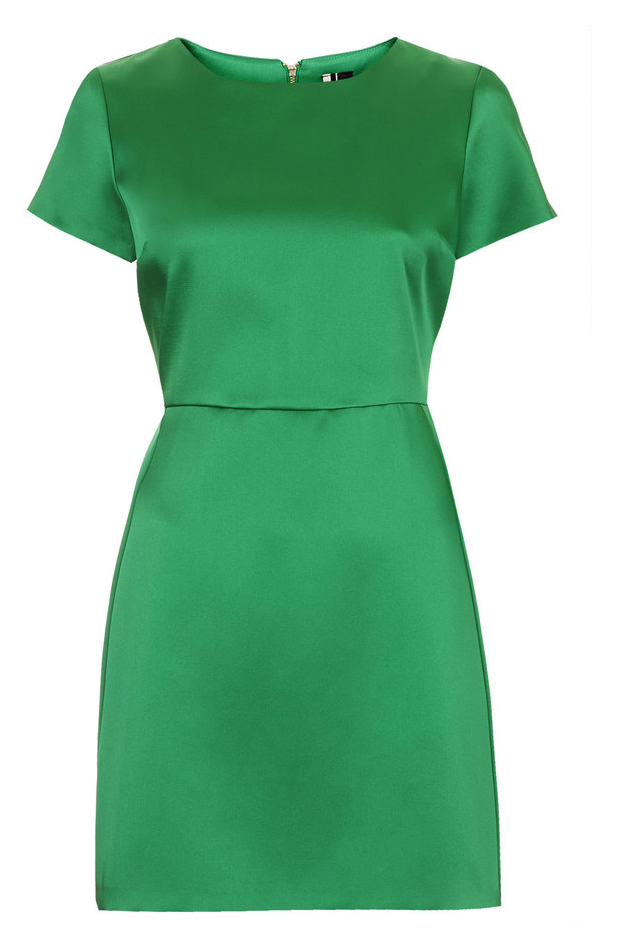 Topshop Satin Emerald Dress