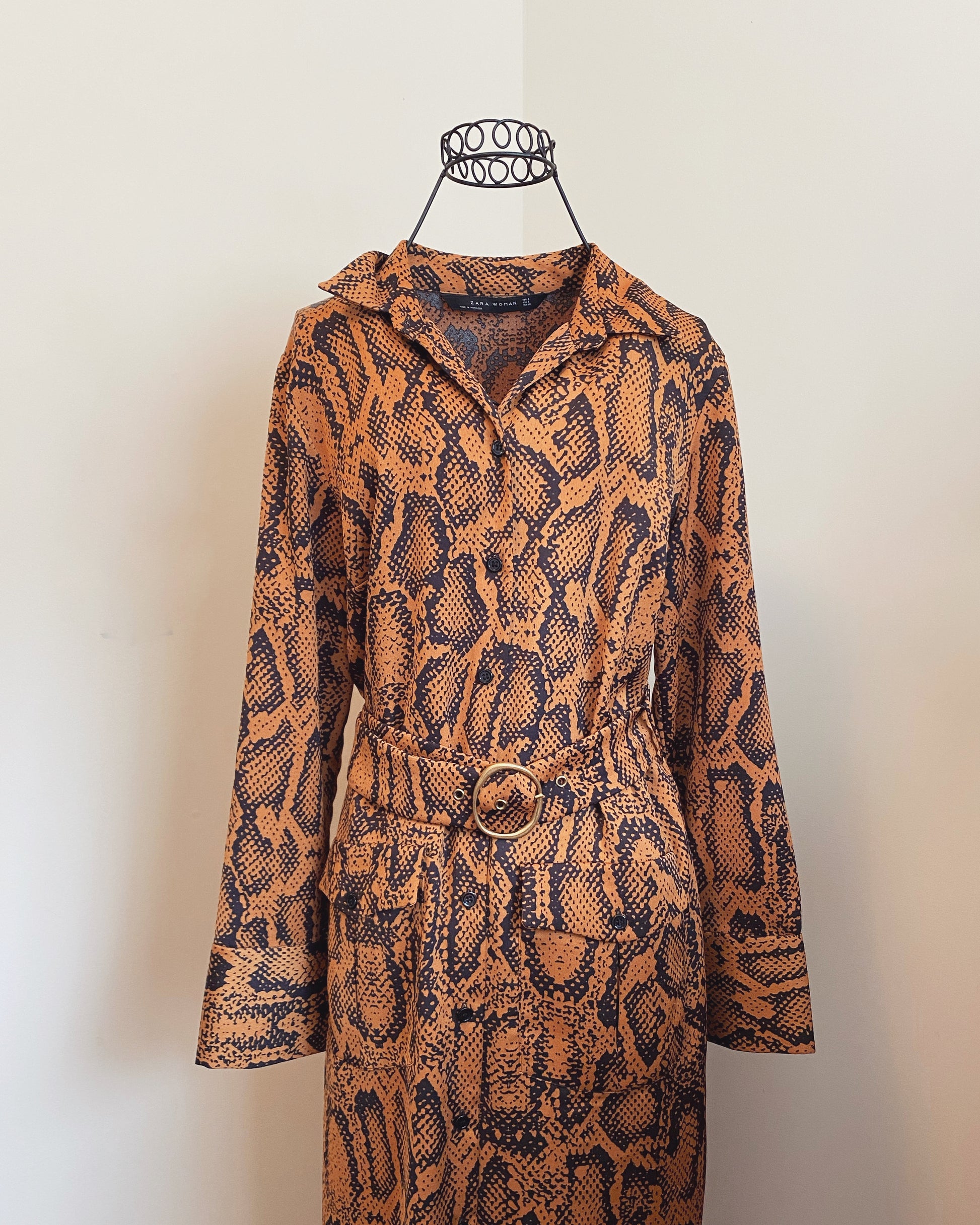 Zara Snake Print Belted Dress – Somewear