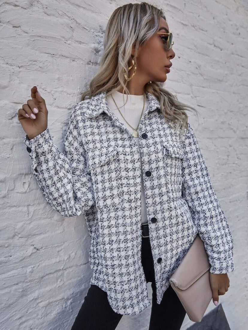 Shein Oversized Tweed Button-Up (S)